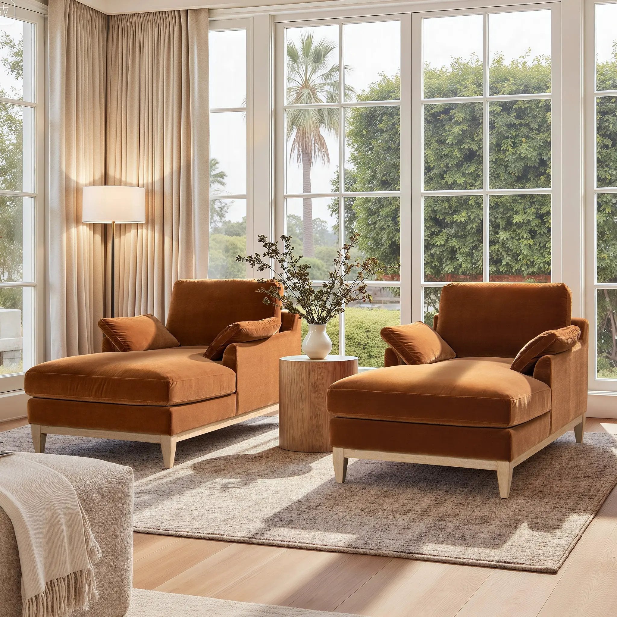 Pasadena Modern Farmhouse Chaise Lounge Chair, Burnt by HouseOfZazla