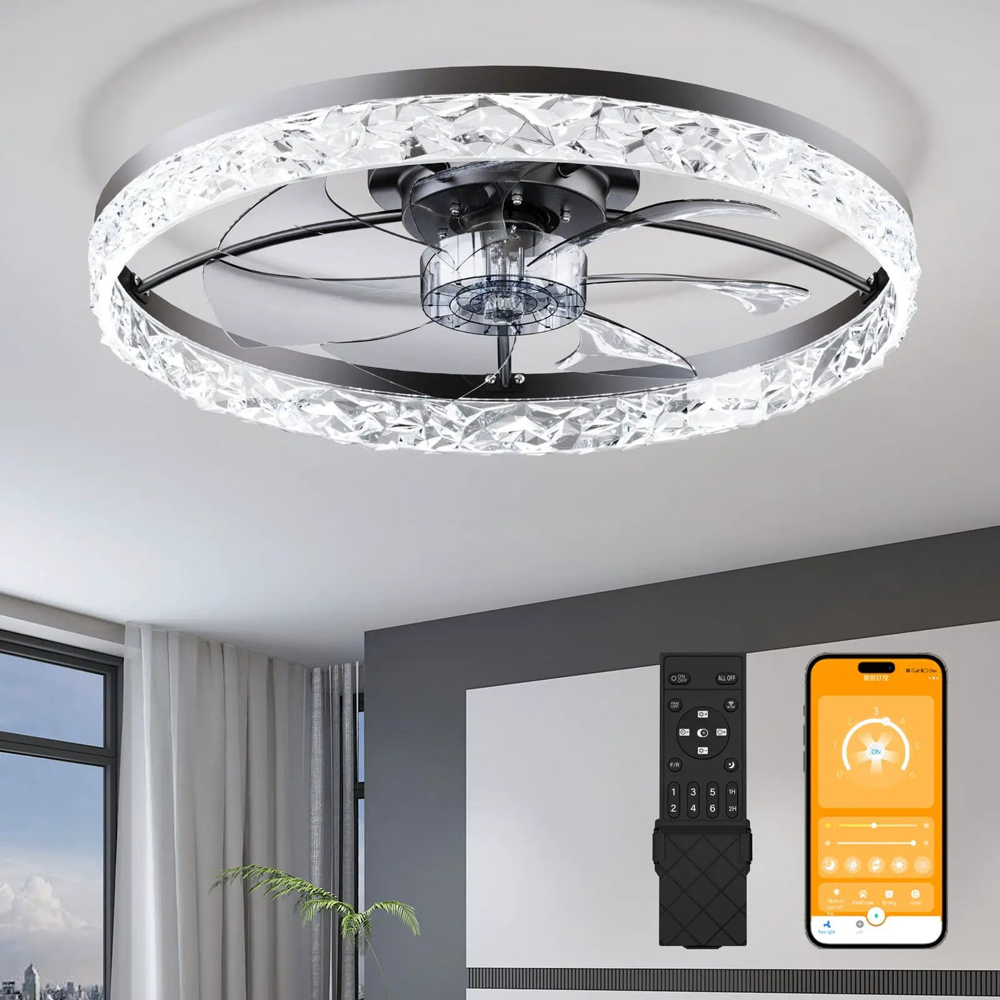 23.6" Ceiling Fan with Lights, Remote and App Control by HouseOfZazla