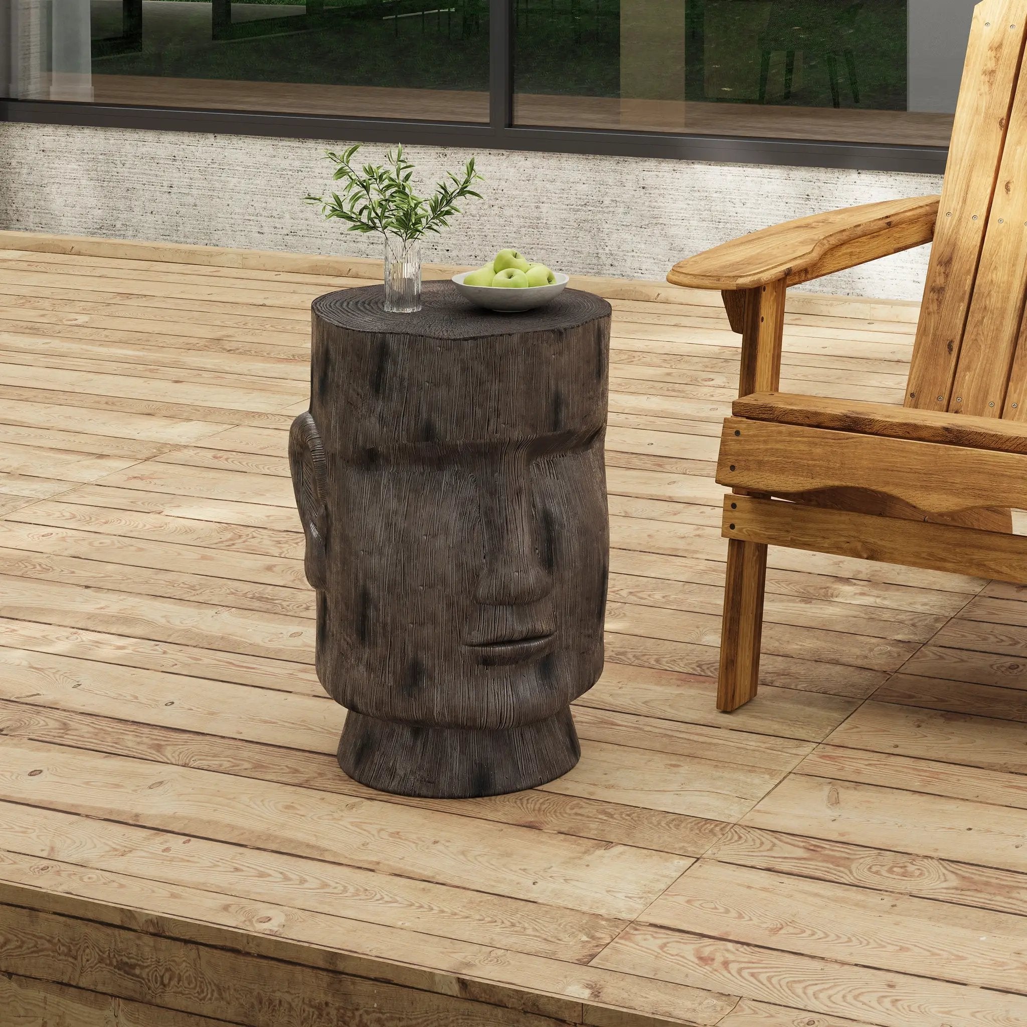 Outdoor Side Table Easter Island Moai Statue Pedestal by HouseOfZazla