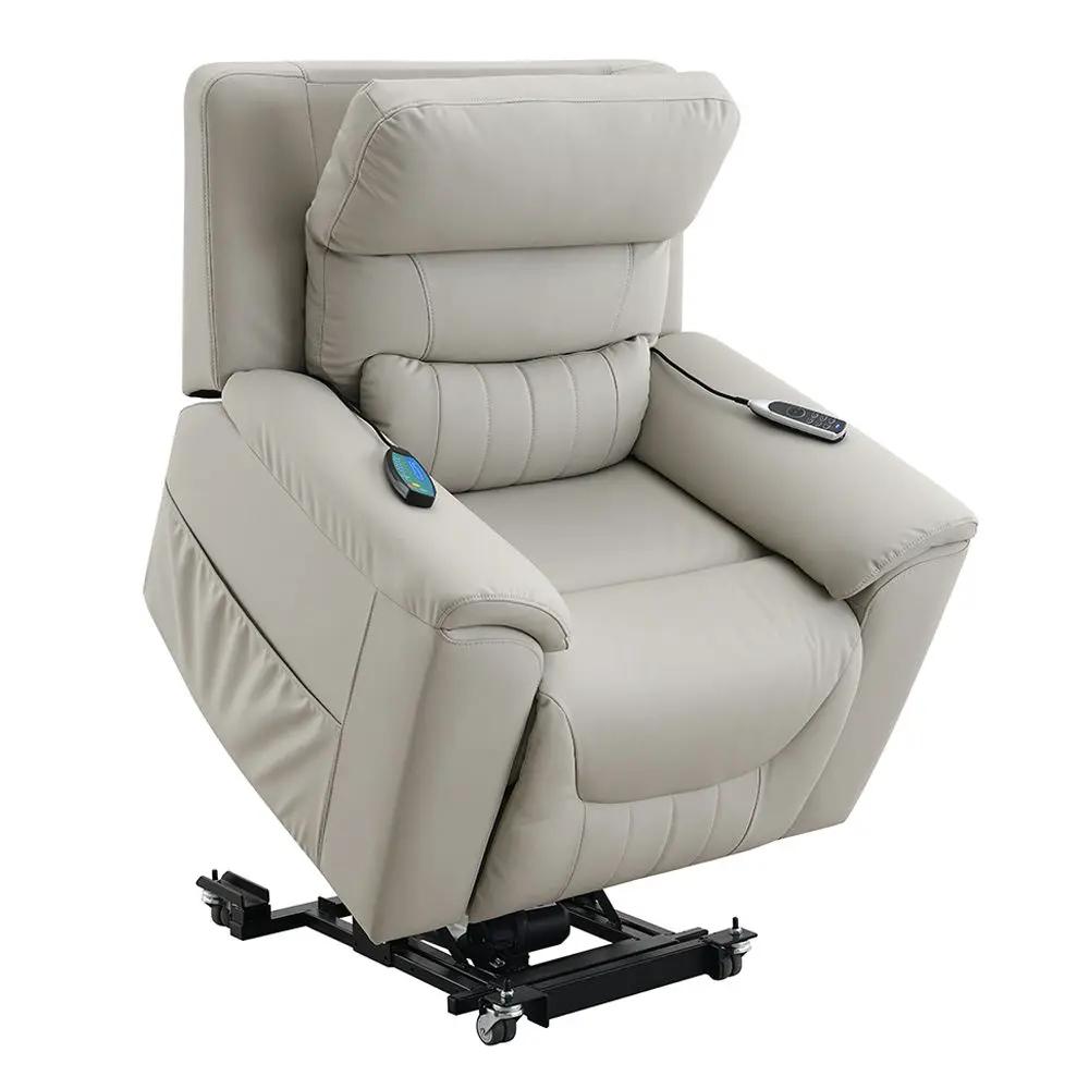 Marsha - Power Recliner With Lift & Massage - Light Gray Leather by Unique Piece Furniture