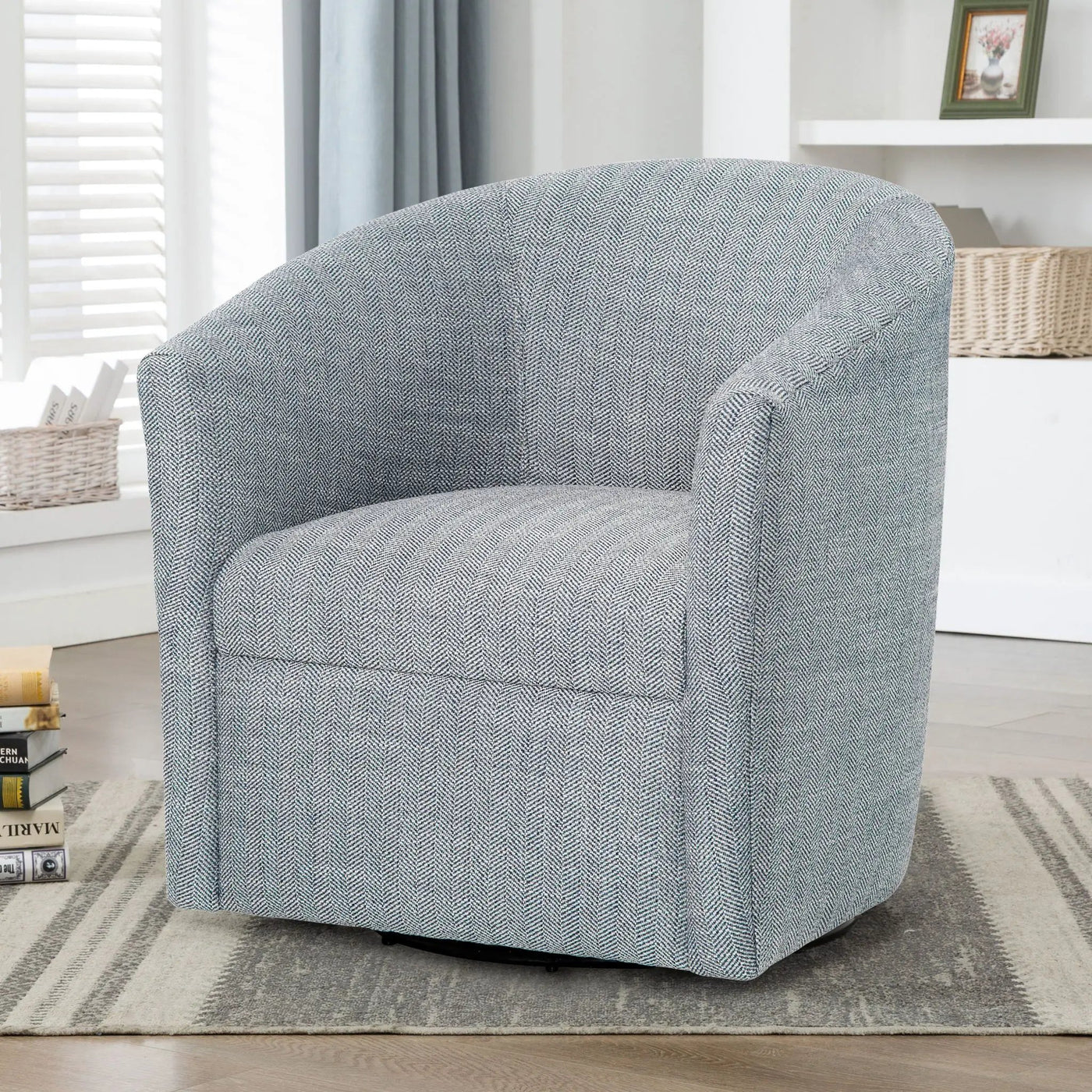 Lainey - Swivel Barrel Chair With 360 Degree Rotation by HouseOfZazla