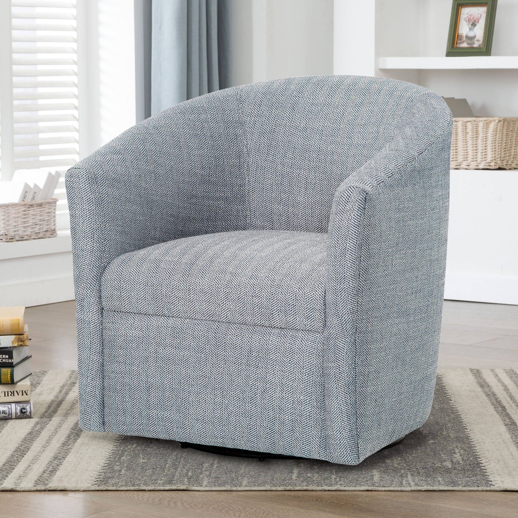 Lainey - Swivel Barrel Chair With 360 Degree Rotation by HouseOfZazla