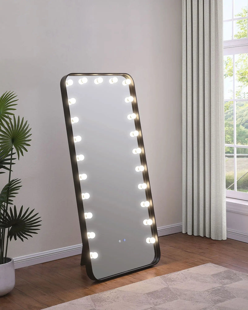 Canton 32 x 71 Inch LED Standing Mirror with Speakers Black by Unique Piece Furniture