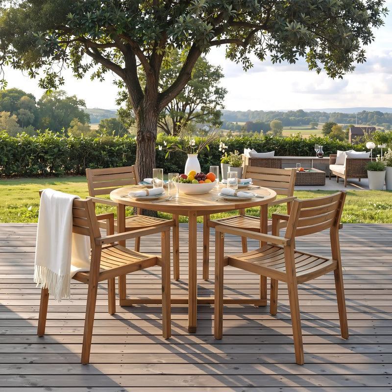 U_STYLE 5-Piece Outdoor Dining Set with Acacia Wood Chairs by HouseOfZazla