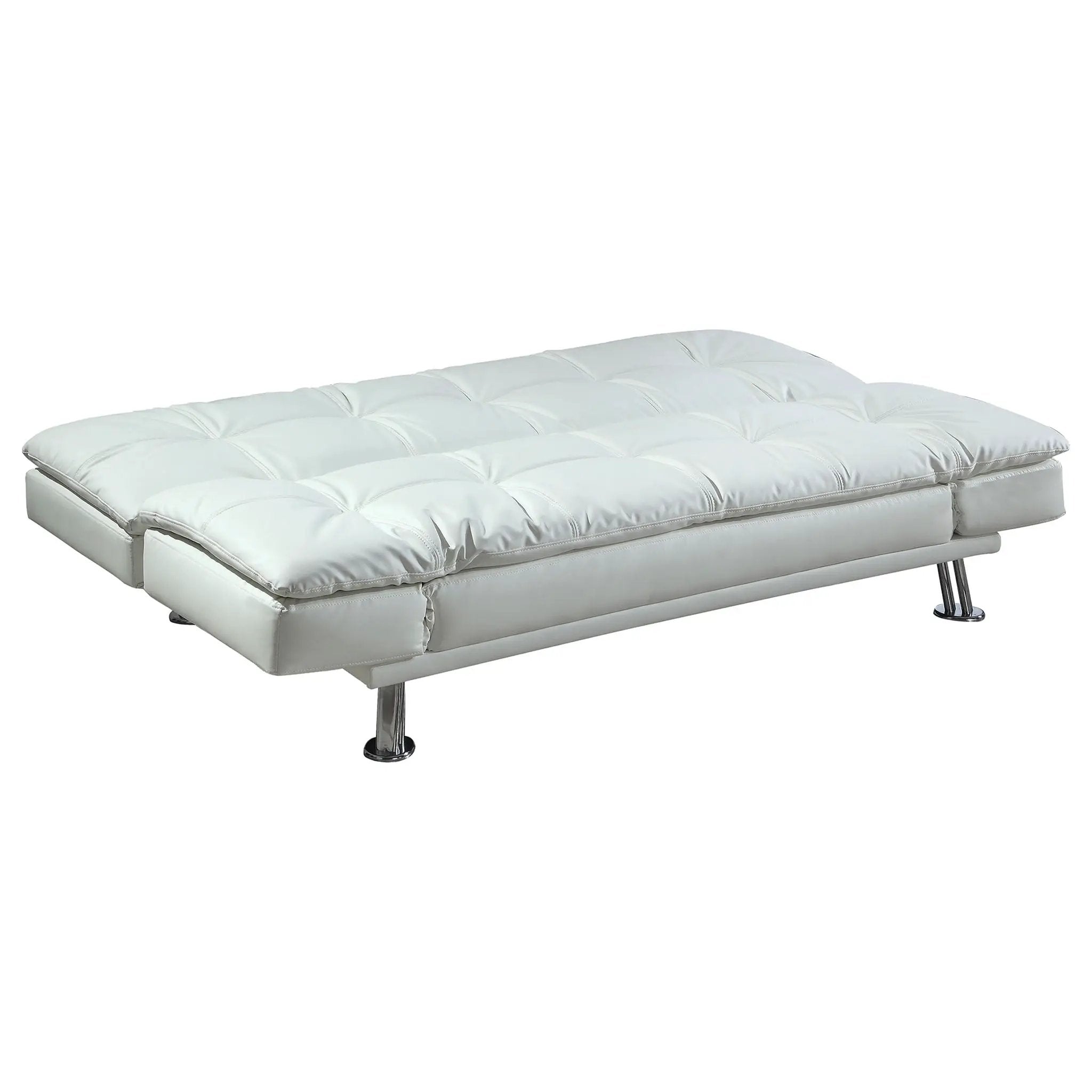 Kimpton - Upholstered Tufted Convertible Sofa Bed With Adjustable Arms Legs - White by HouseOfZazla