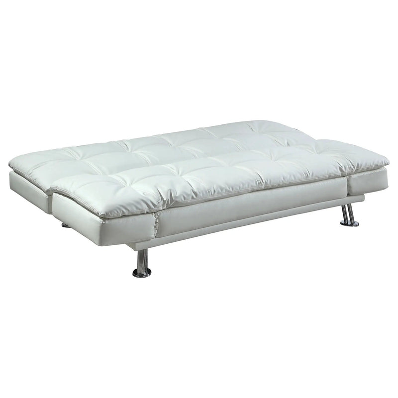 Kimpton - Upholstered Tufted Convertible Sofa Bed With Adjustable Arms Legs - White by HouseOfZazla