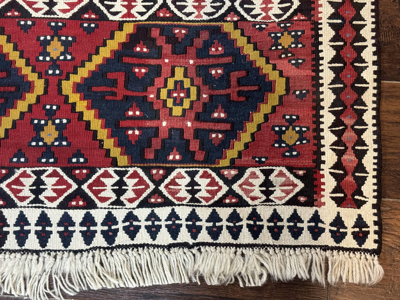 Caucasian Kilim Rug 5x7, Vintage Russian Flatweave Kilim Carpet, Tribal Bohemian Kilim Rug by Jewel Rugs