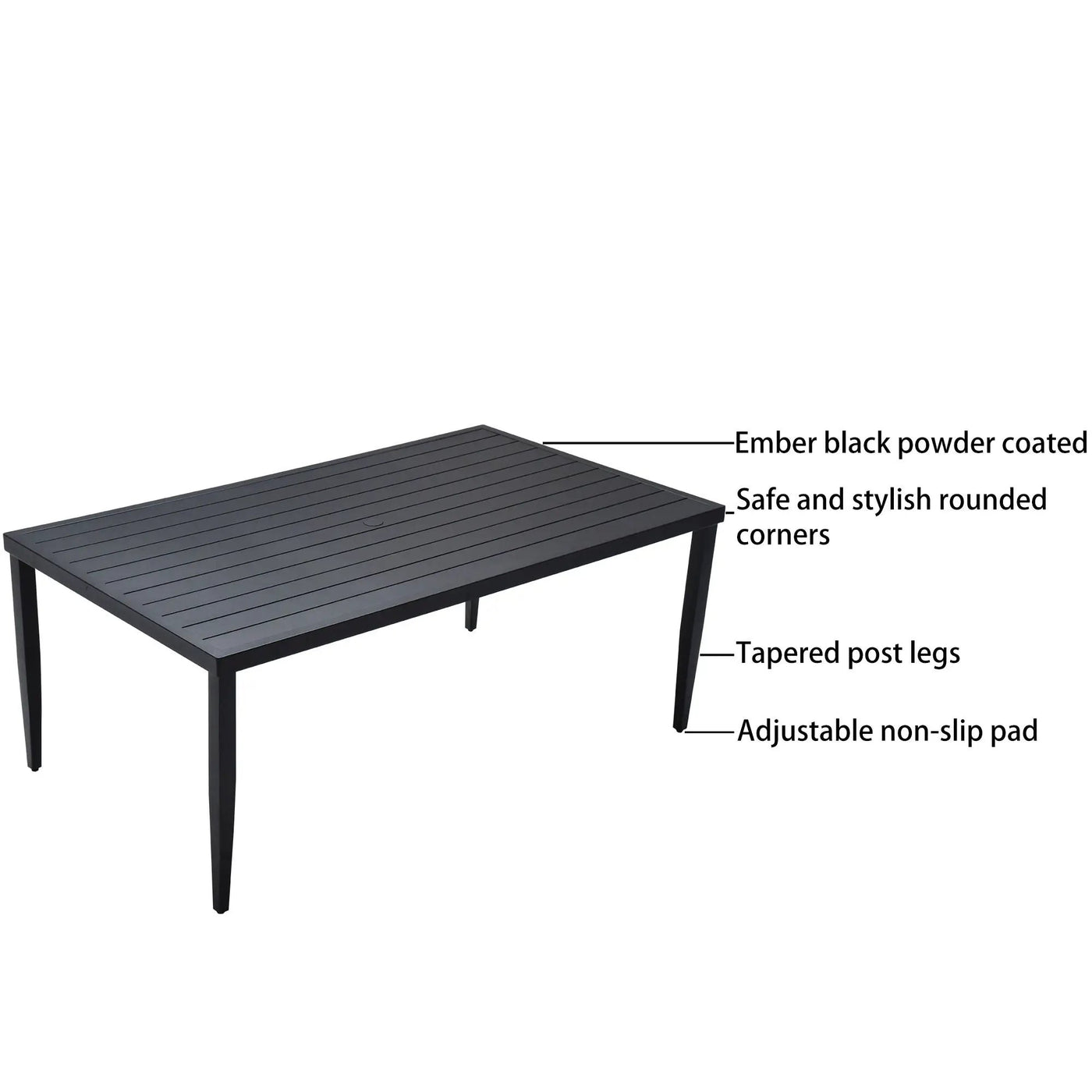 Outdoor Patio Dining Table With Tapered Feet & Umbrella Hole by HouseOfZazla