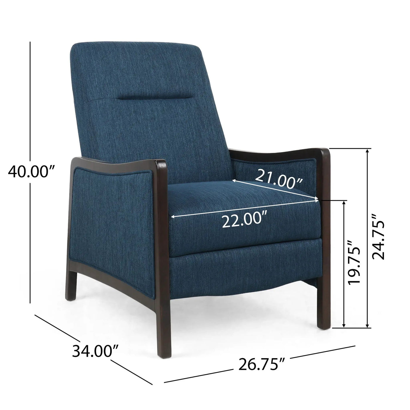Drury Contemporary Fabric Upholstered Pushback Recliner by HouseOfZazla