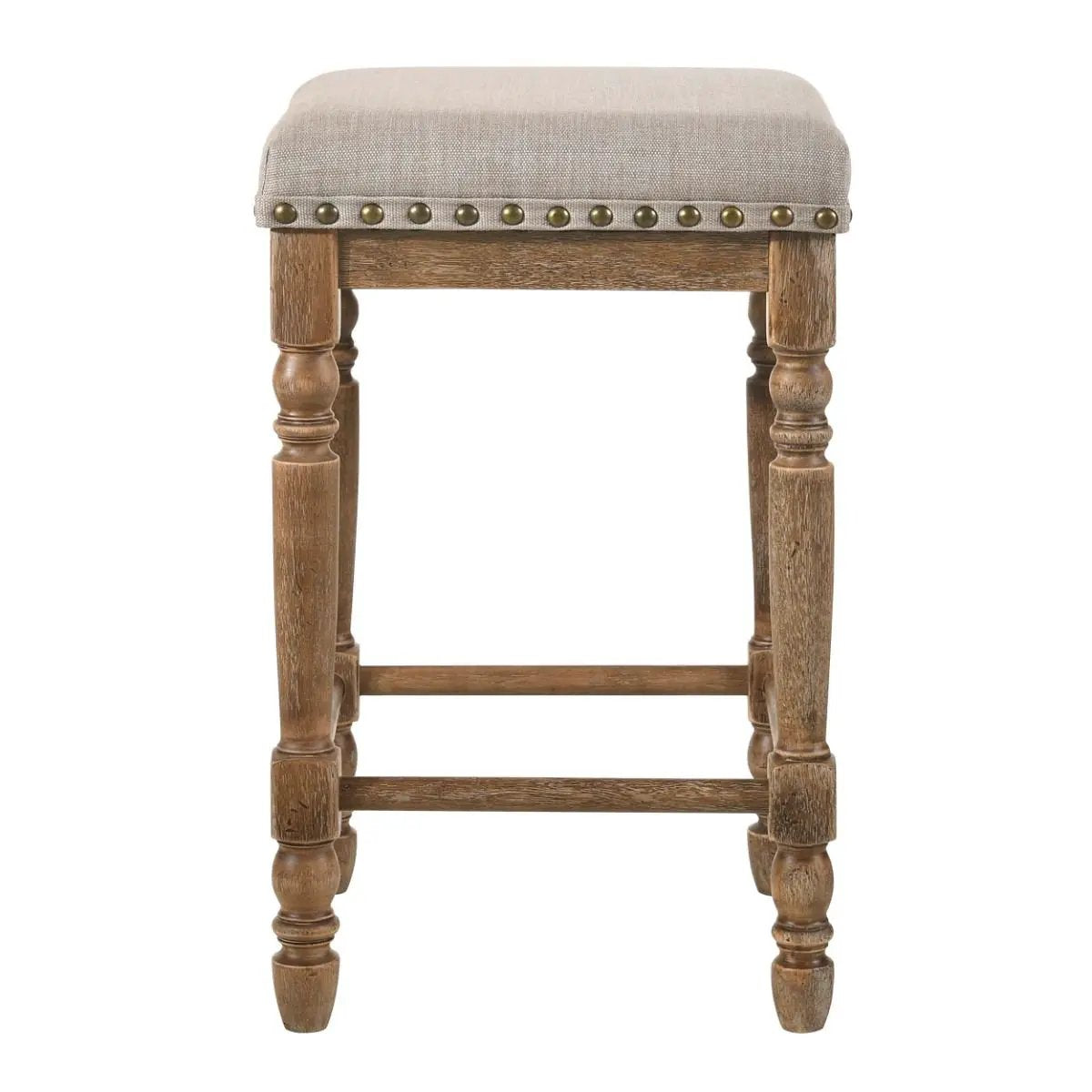 Farsiris - Counter Height Stool (Set of 2) - Beige Fabric & Weathered Oak by Unique Piece Furniture