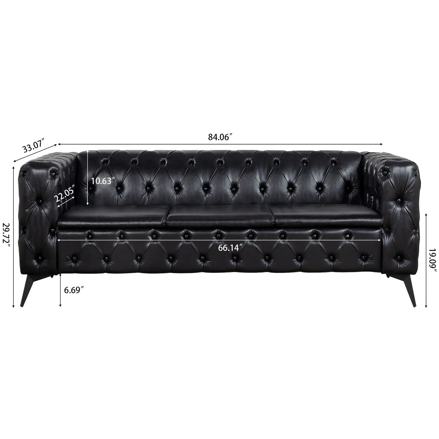 Square Arm Removable Cushion 3 Seater Sofa by Unique Piece Furniture