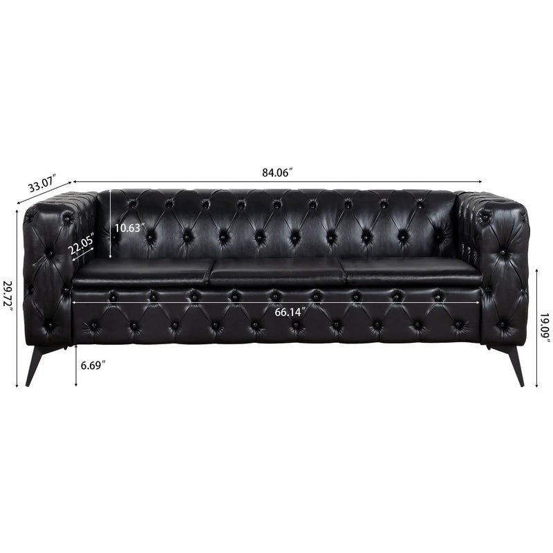 Square Arm Removable Cushion 3 Seater Sofa by HouseOfZazla
