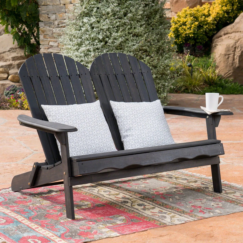 Outdoor Adirondack Rocking Loveseat With Hand Crafted Details by HouseOfZazla