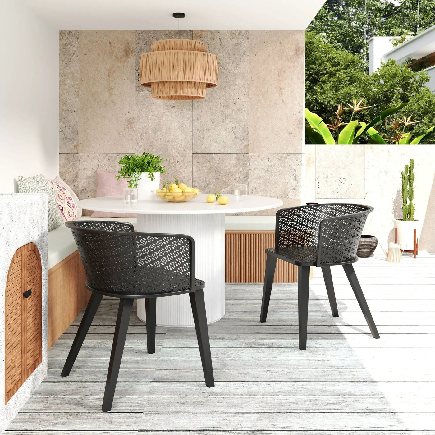 Milan Outdoor Dining Chair Set of 2 by HouseOfZazla