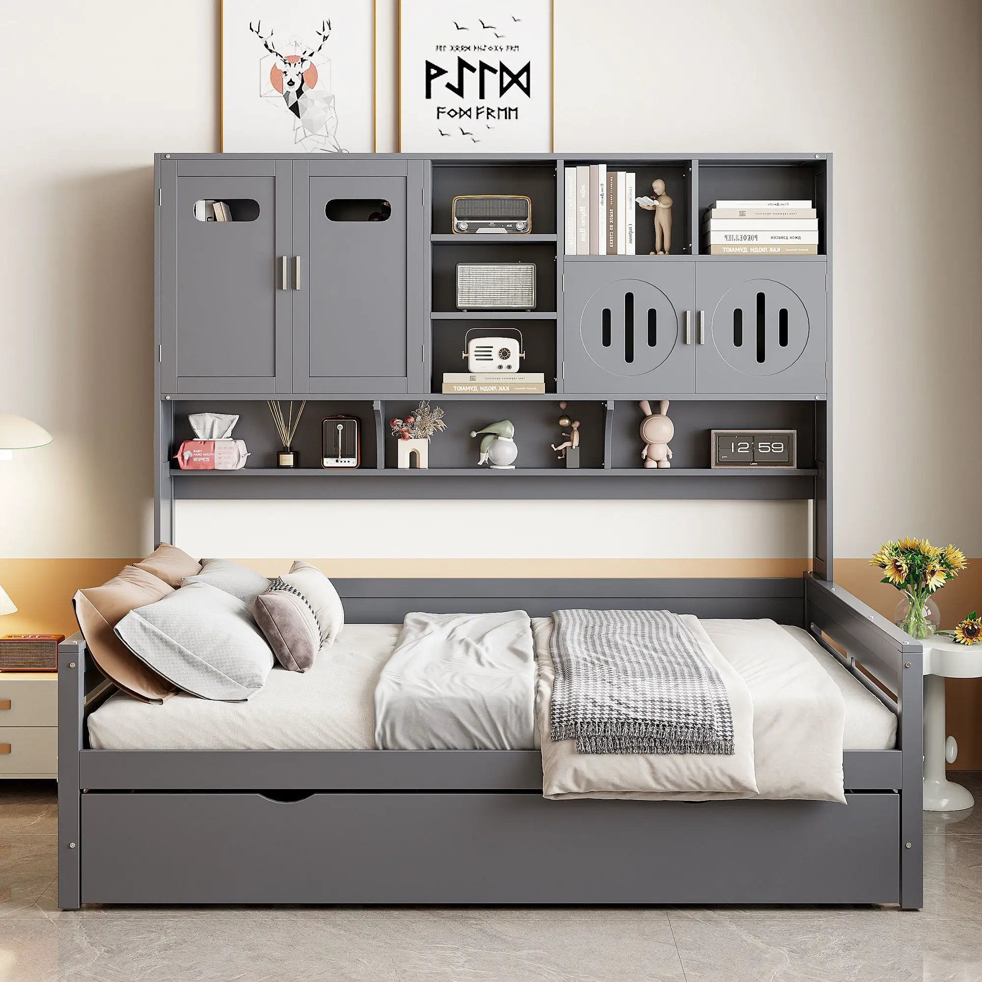 Daybed With All-In-One Cabinet And Shelf by HouseOfZazla
