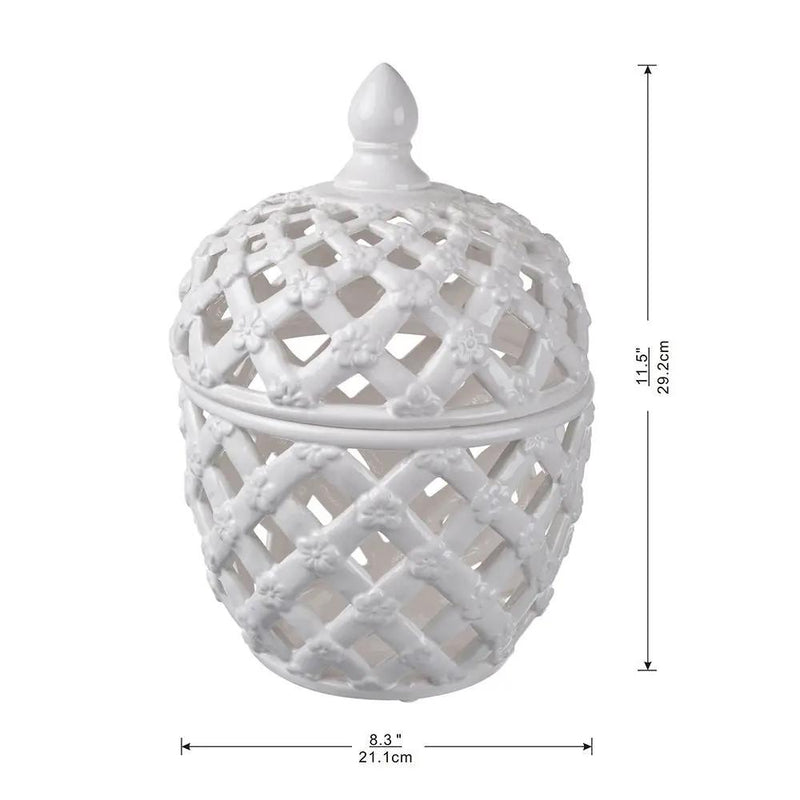 Ballas - Bird Lidded Jar - White by HouseOfZazla