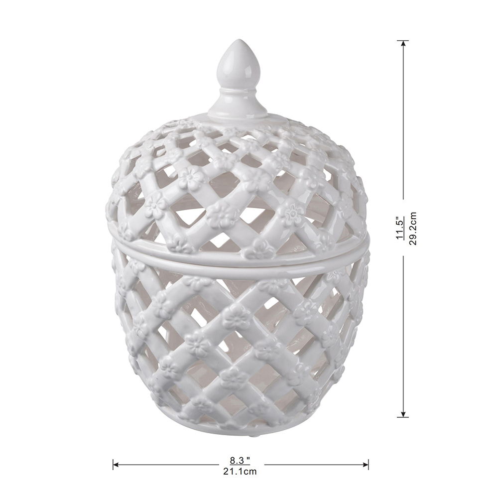 White Ceramic Bird Lidded Jar with Decorative Bird Lid - White, photo 6 of 10