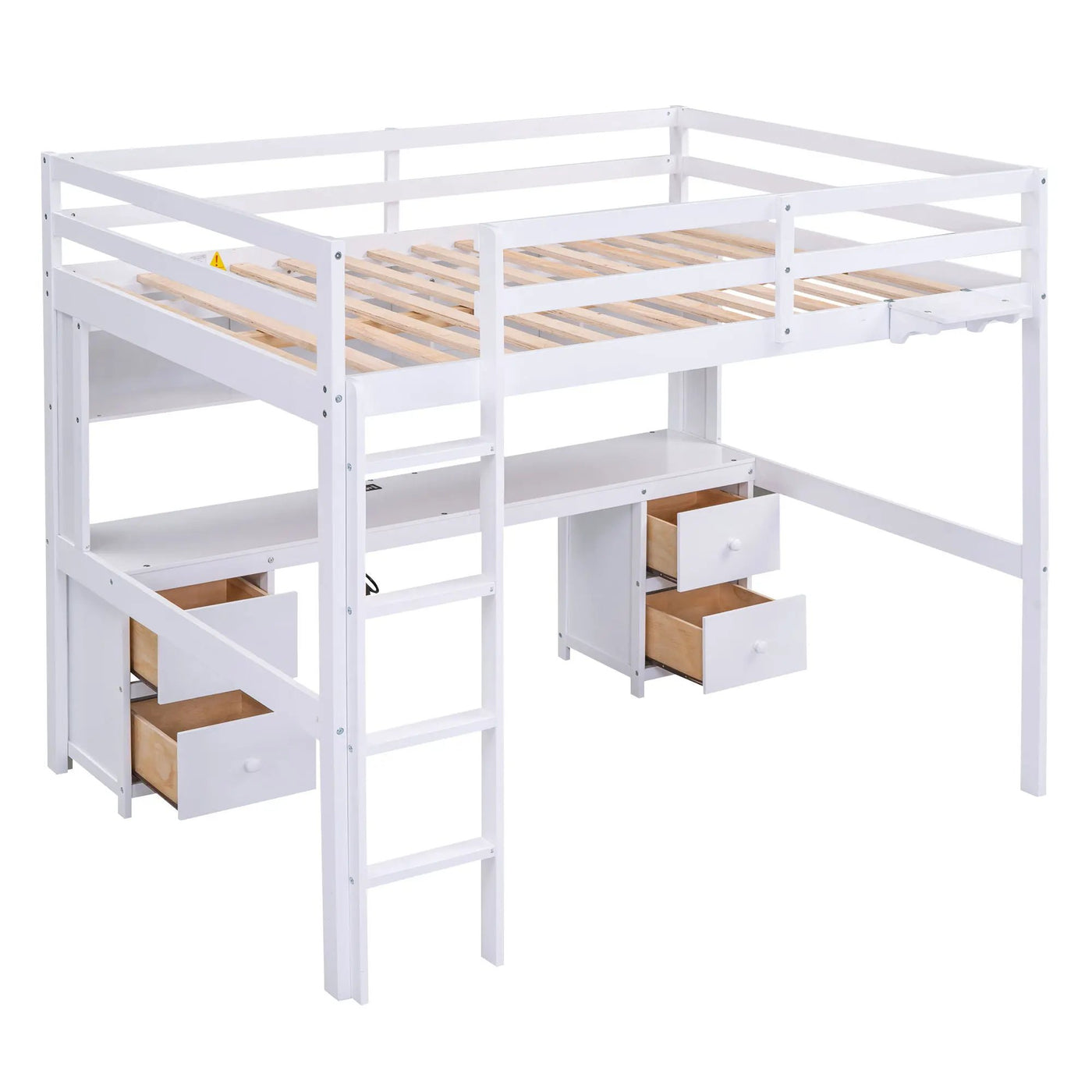 Loft Bed With Desk, Cabinets, Drawers, Charging Station And Bedside Tray by HouseOfZazla