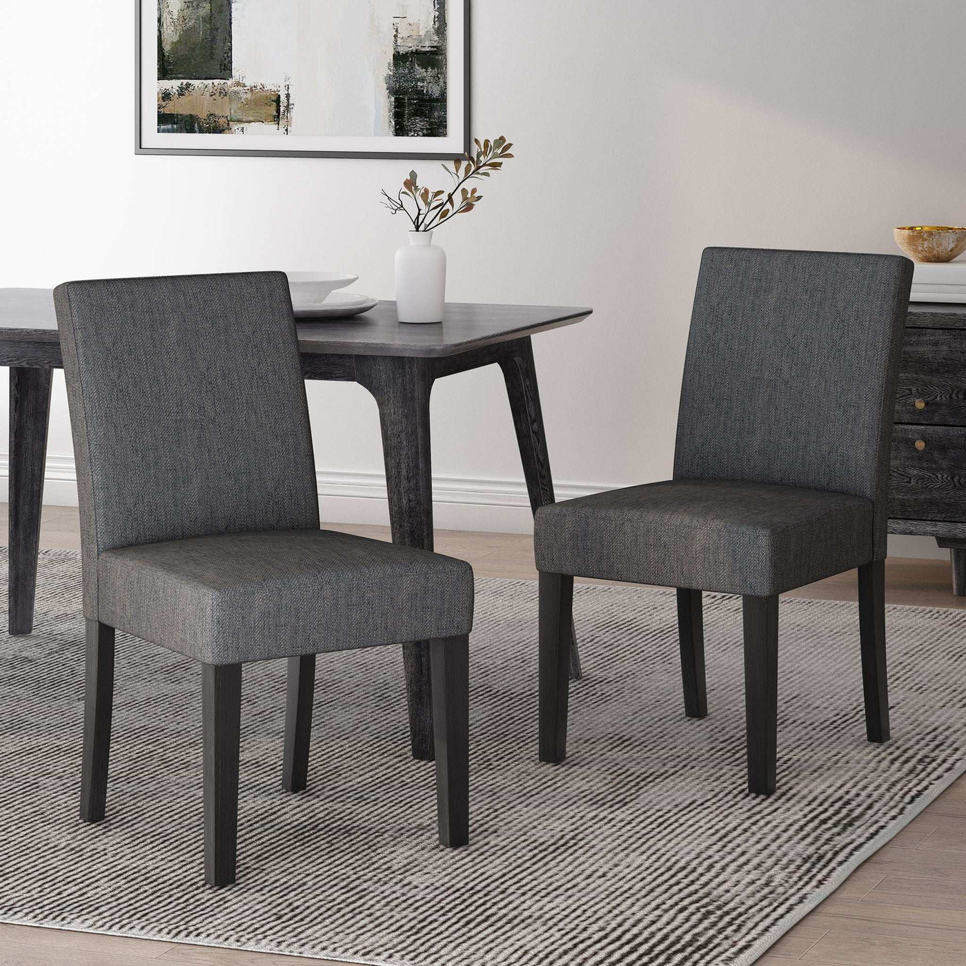 Contemporary Dining Chair With Upholstered Seating and Tapered Legs by HouseOfZazla