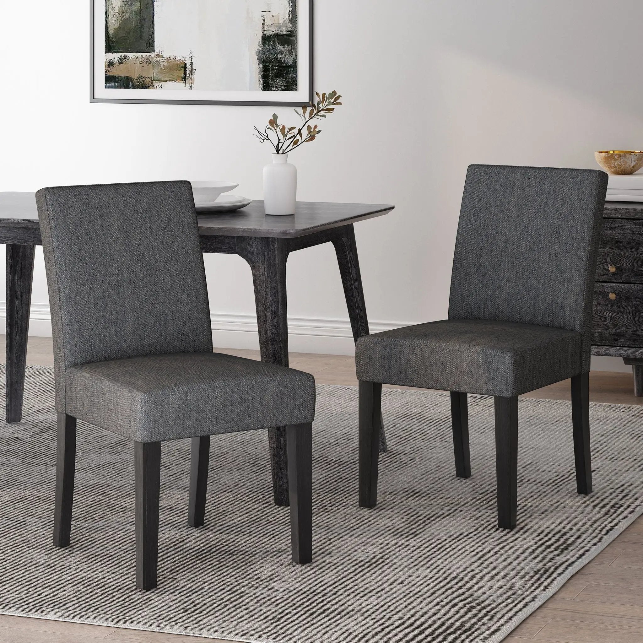 Contemporary Dining Chair with Upholstered Seating and Tapered Legs by HouseOfZazla
