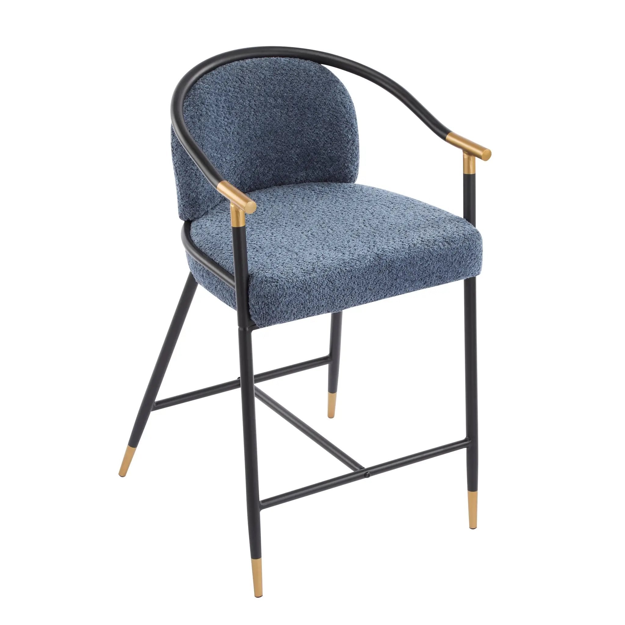26" H Upholstered Counter Stool with Metal Frame (Set of 2) - Navy by HouseOfZazla
