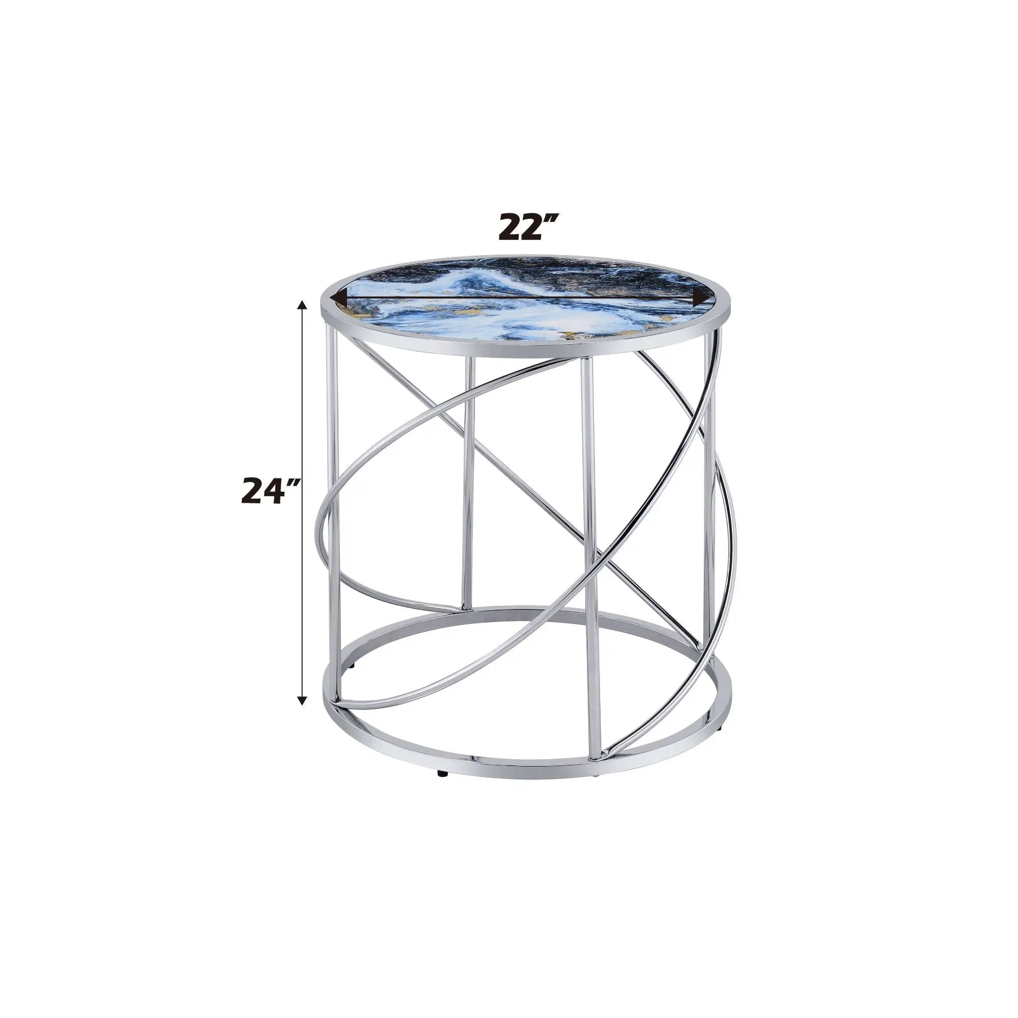 Lyda - Marble Print End Table - Blue by Unique Piece Furniture