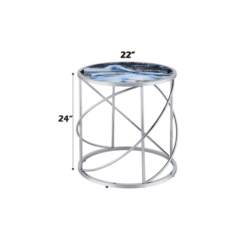 Lyda - Marble Print End Table - Blue by Unique Piece Furniture