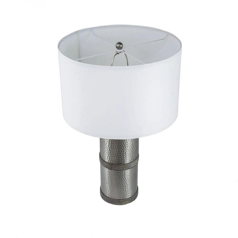 D16x24.4" Hammered Iron Table Lamp with Mango Wood by HouseOfZazla