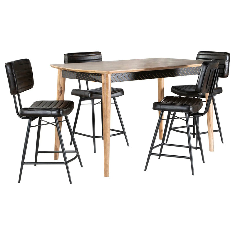 Senko - 5 Piece Counter Dining Set With Upholstered Chairs - Antique Espresso by HouseOfZazla