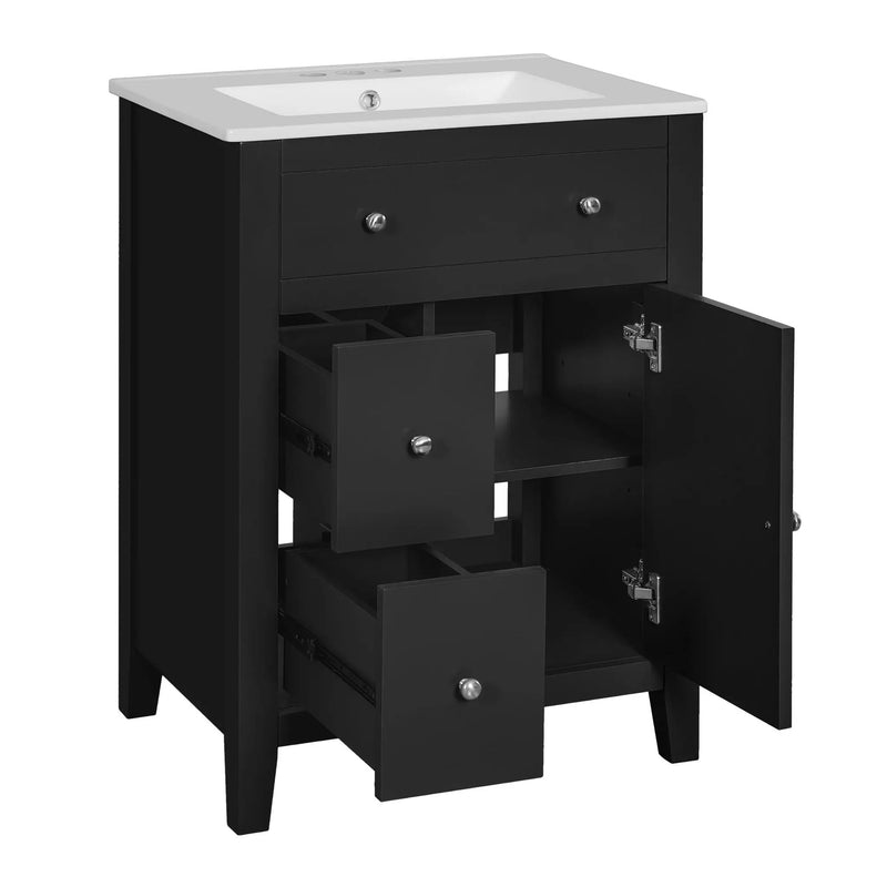 Bathroom Vanity With Basin, Rectangular Cabinet With 2 Drawers And Soft Closing Door by Unique Piece Furniture