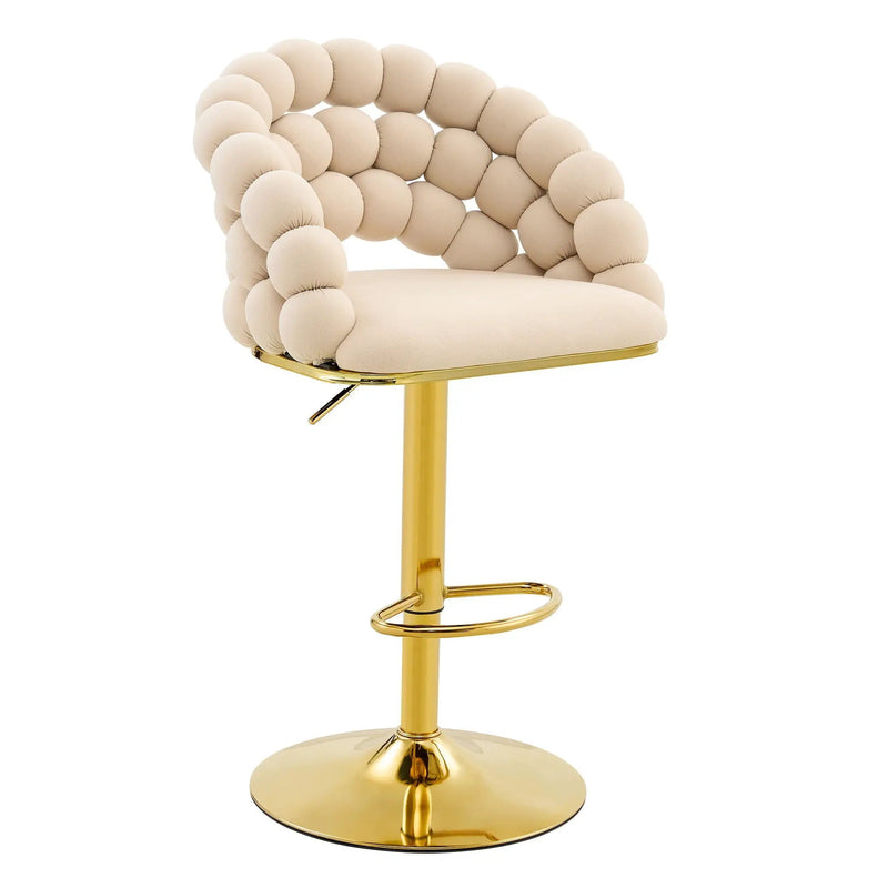 Puffy Bubble Chair, Ball Chain (Set of 2) - Beige / Gold by HouseOfZazla