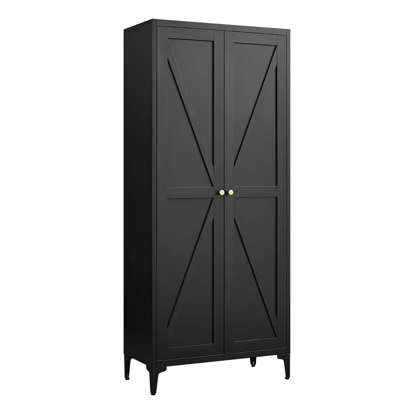 Adjustable 2 Door Kitchen Pantry Cabinet With Striped Design by Unique Piece Furniture