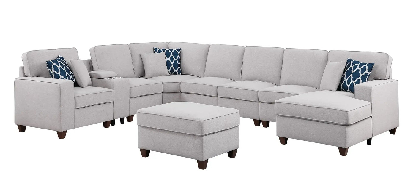 Eric - 9 Piece Upholstered Sectional With Ottoman by HouseOfZazla