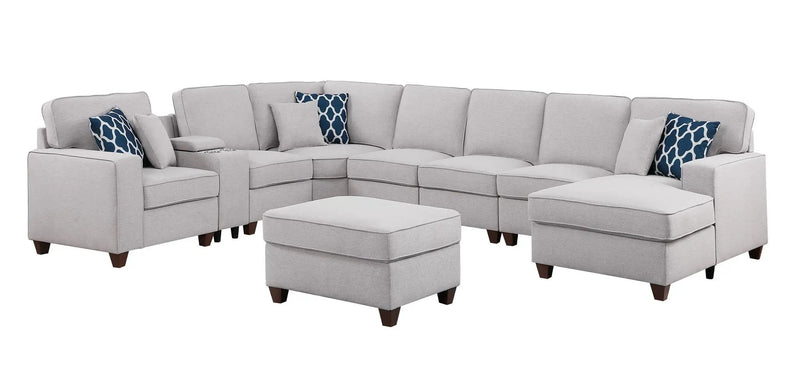 Eric - 9 Piece Upholstered Sectional With Ottoman by HouseOfZazla