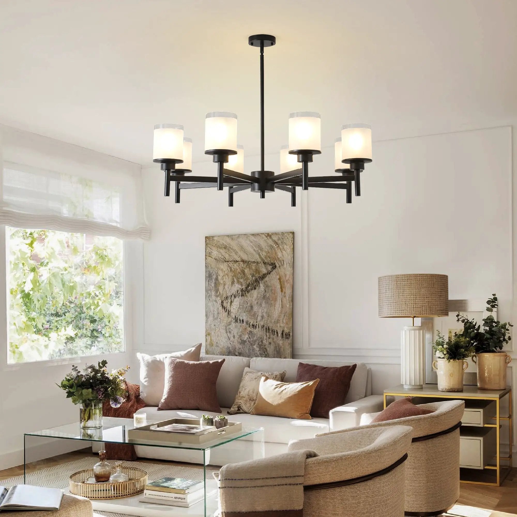 8-Light Frosted Glass Farmhouse Chandelier by HouseOfZazla