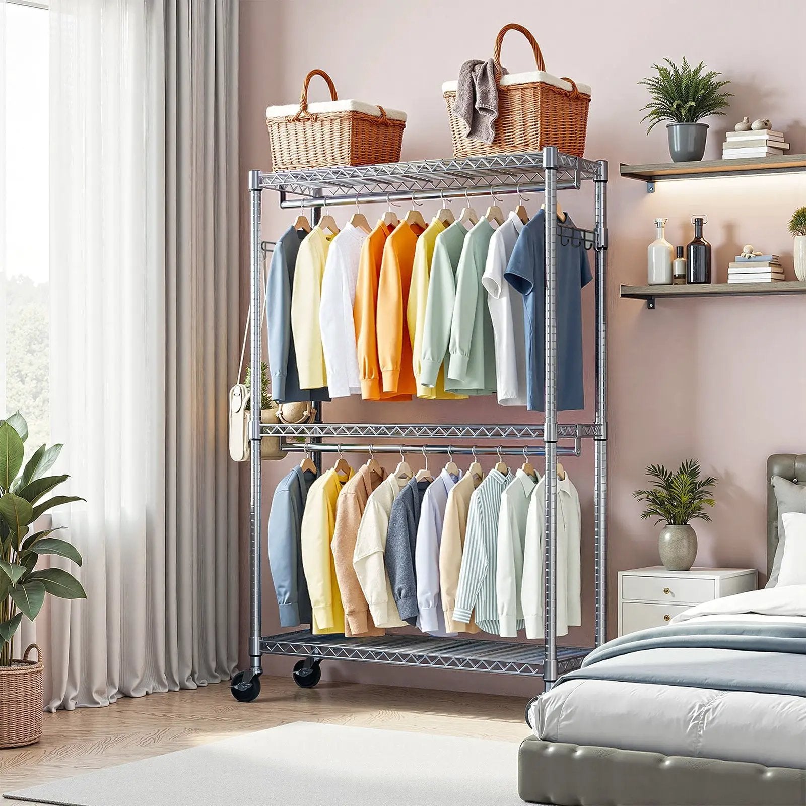 Heavy Duty Rolling Garment Rack with 3 Tiers by HouseOfZazla