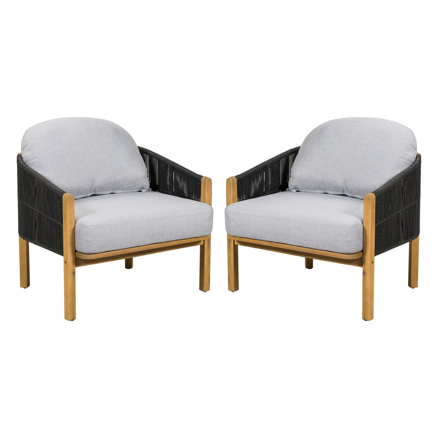 Grotta Outdoor Wood Club Chair Set of 2 by HouseOfZazla