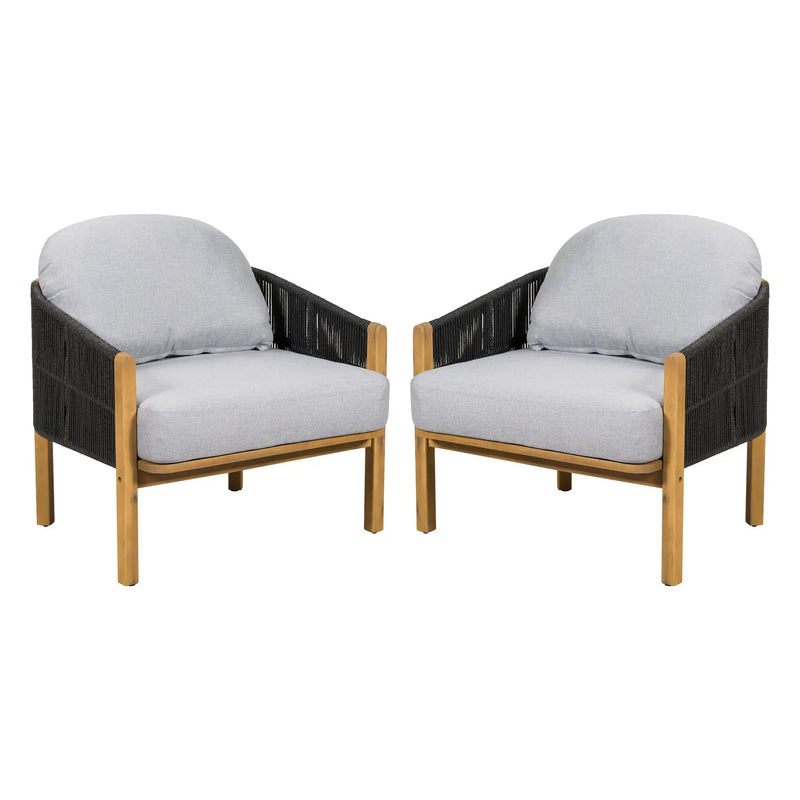 Grotta Outdoor Wood Club Chair Set of 2 by HouseOfZazla