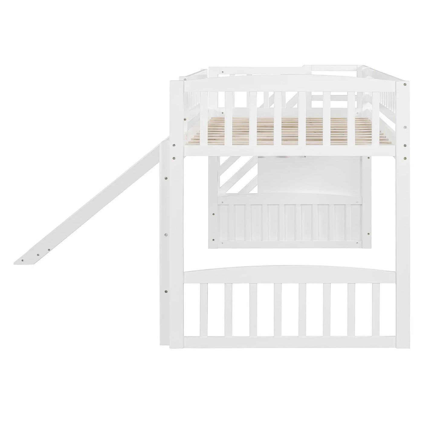 Loft Stairway Bed With 2 Drawers, Convertible Ladder And Slide by HouseOfZazla