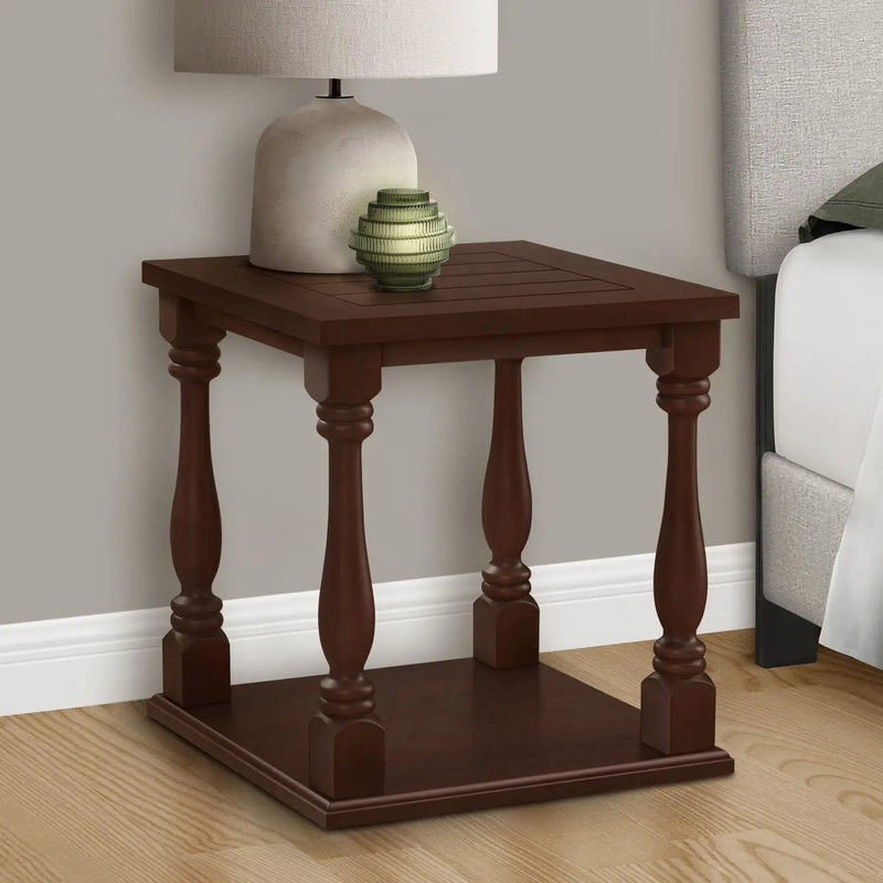 Accent Table, 2 Tier, Square, Traditional - Espresso by Unique Piece Furniture