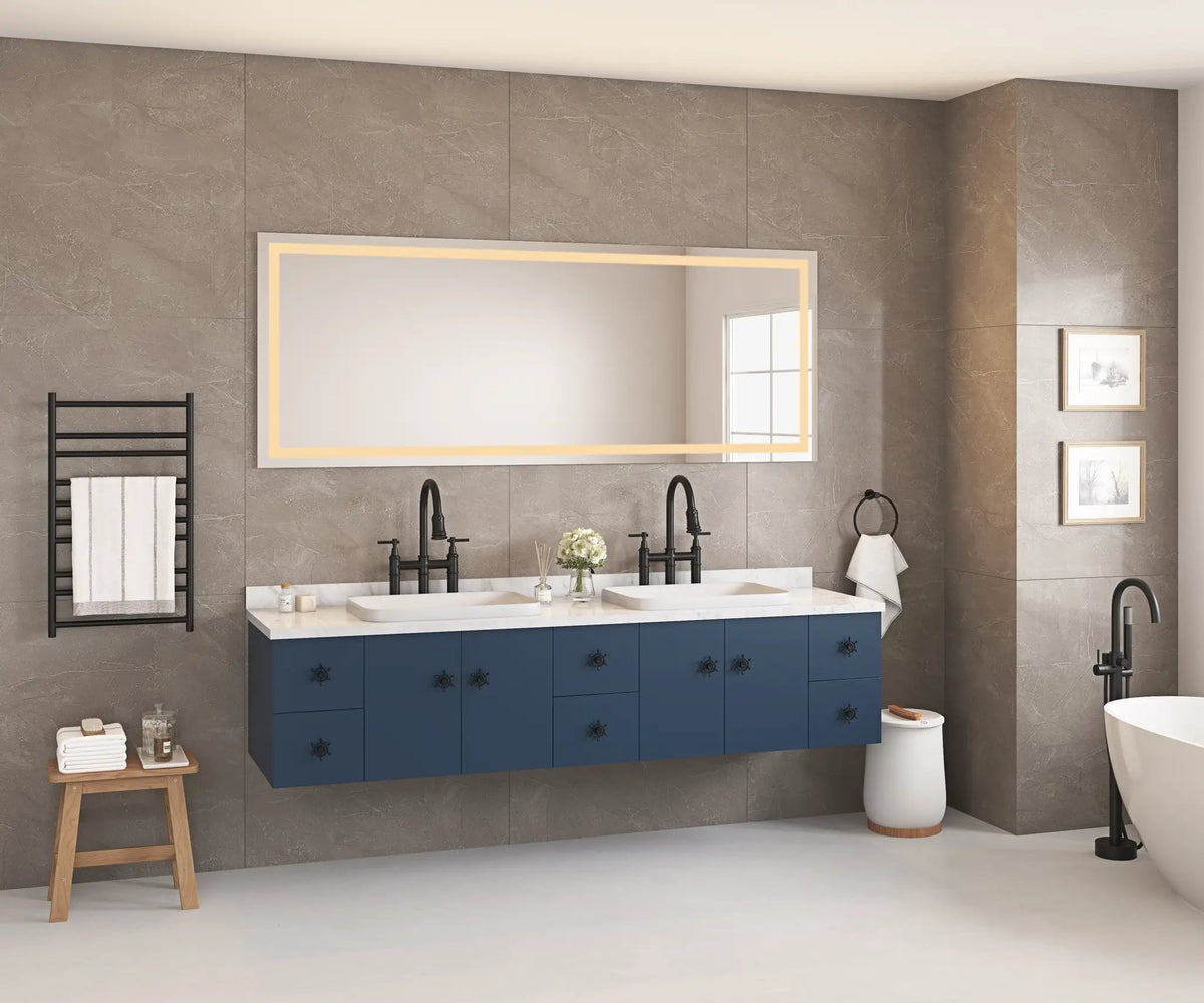 96" x 36" LED Bathroom Mirror with Front and Backlight by HouseOfZazla