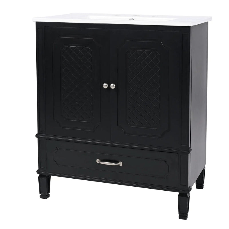 Vintage Style Bathroom Vanity With Sink, Multi-Functional Storage, Soft-Closing Door by HouseOfZazla