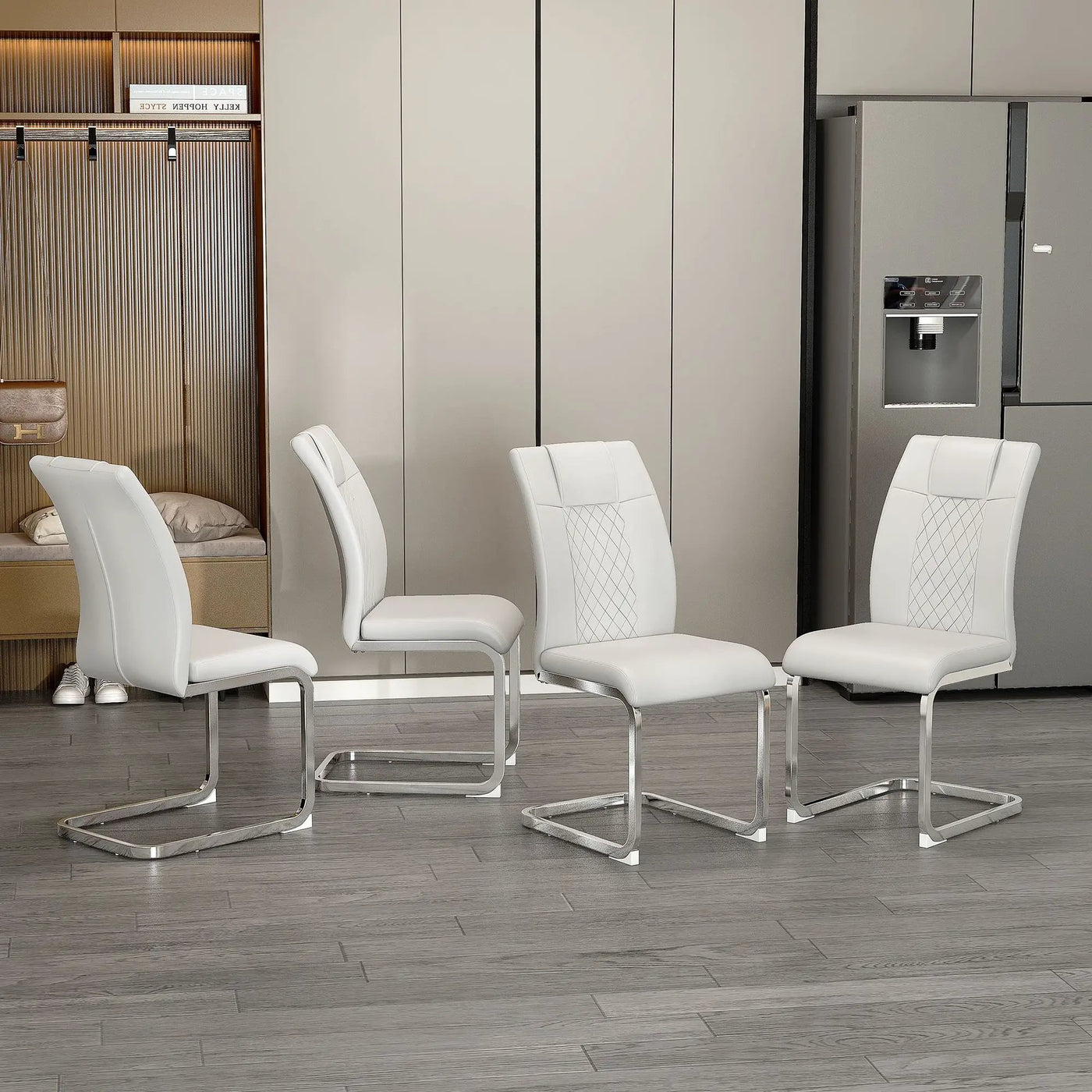 Modern Dining Chairs With Padded Seat, Metal Legs by HouseOfZazla