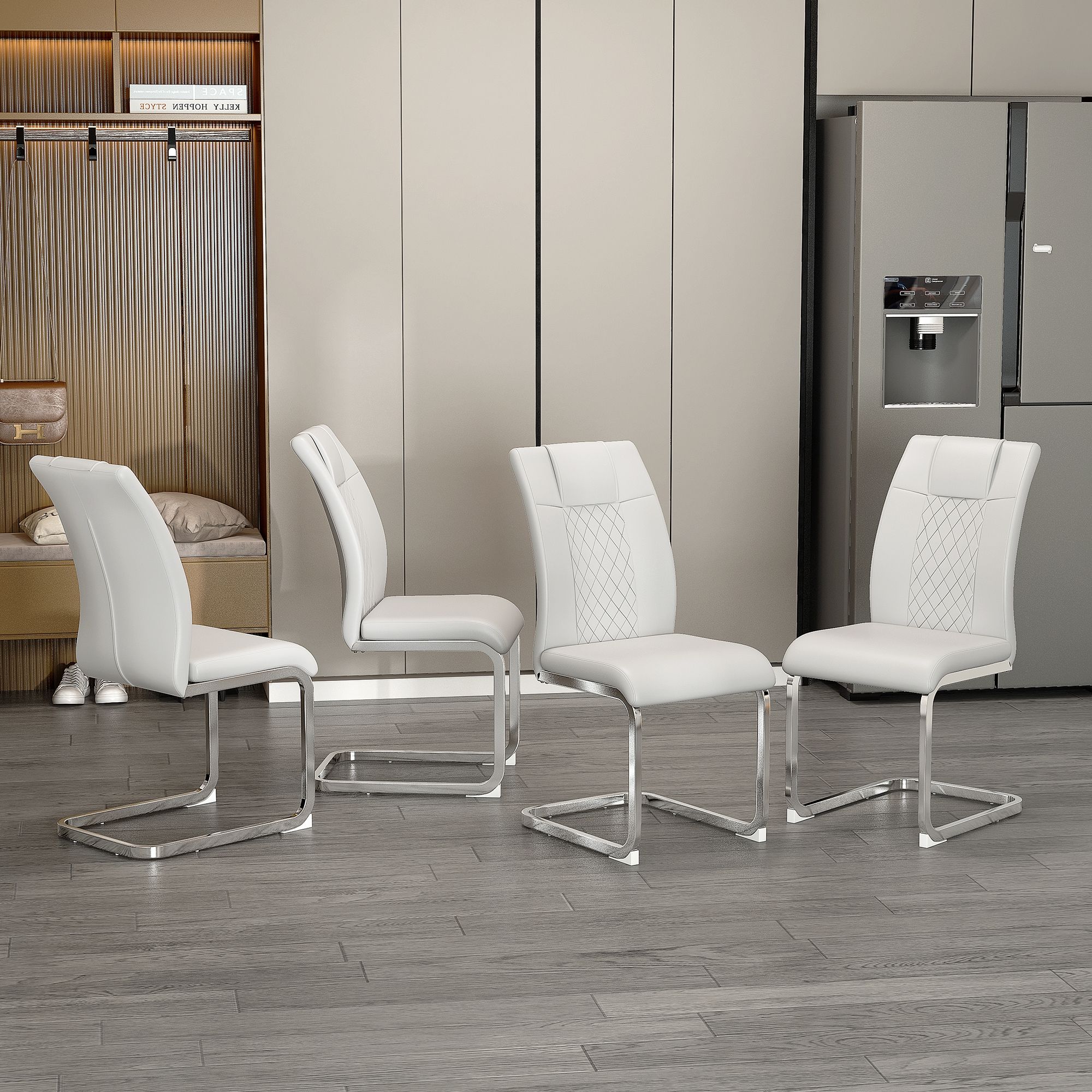 Modern Dining Chairs With Padded Seat, Metal Legs by Unique Piece Furniture