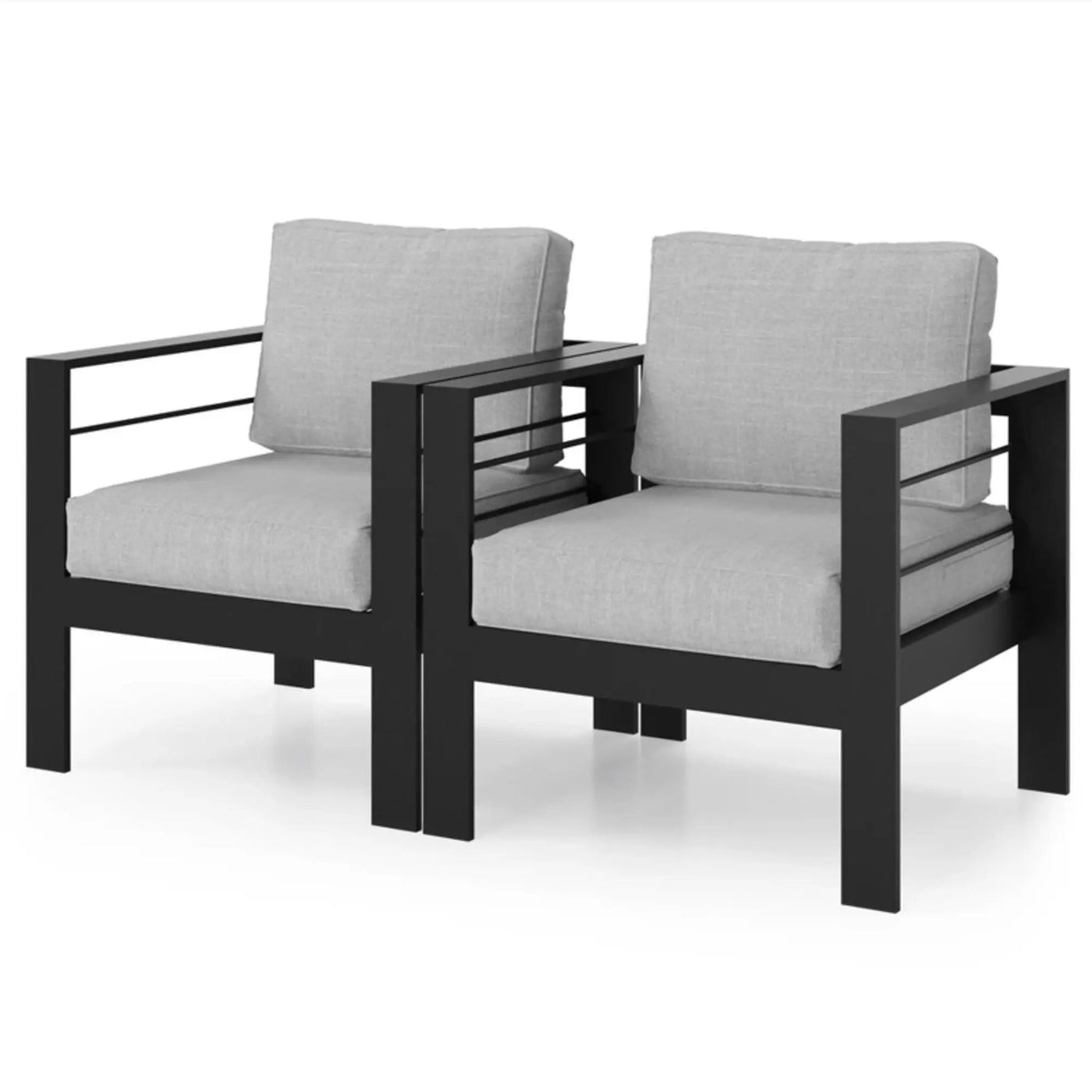 Modern All-Weather Patio Armchairs & Thick Cushions (Set of 2) by HouseOfZazla