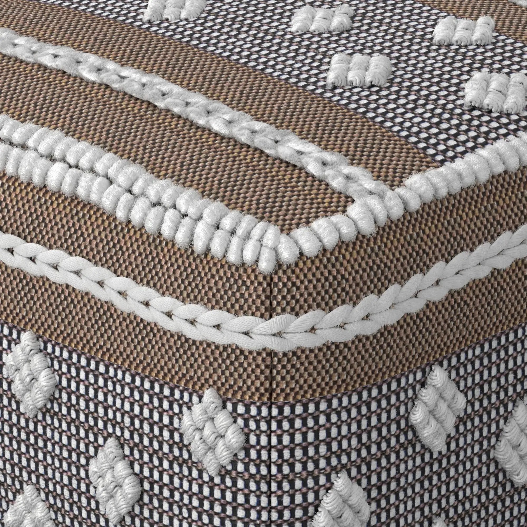Mapleton - Outdoor / Indoor Pouf - Beige Gray / White by Unique Piece Furniture