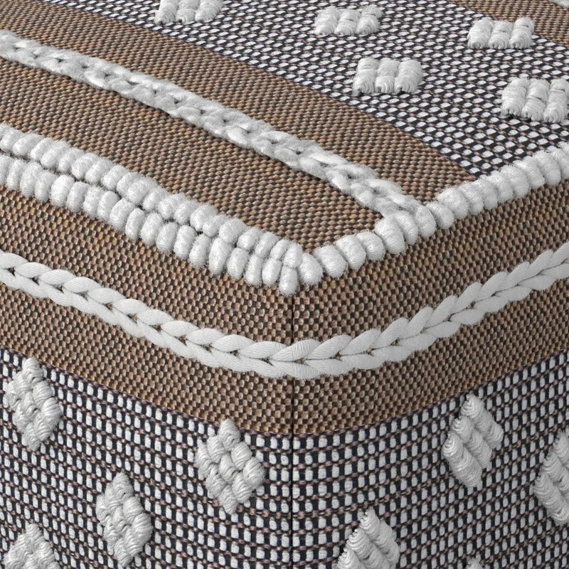 Mapleton - Outdoor / Indoor Pouf - Beige Gray / White by Unique Piece Furniture