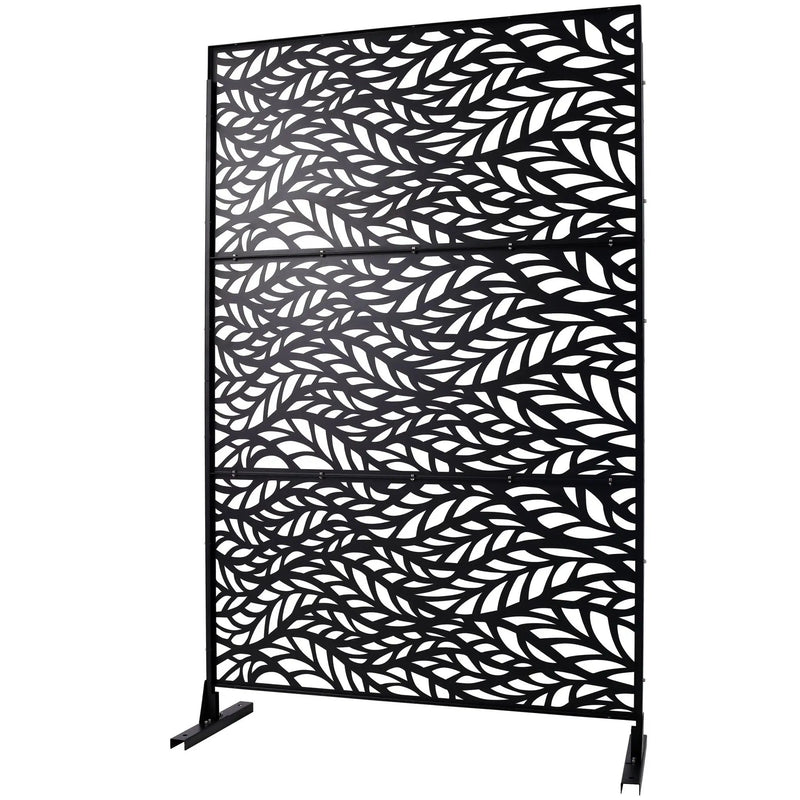 Outdoor & Indoor Privacy Screen Metal Privacy Screen, Freestanding Decorative Privacy Screen For Deck Balcony Patio - Black by Unique Piece Furniture