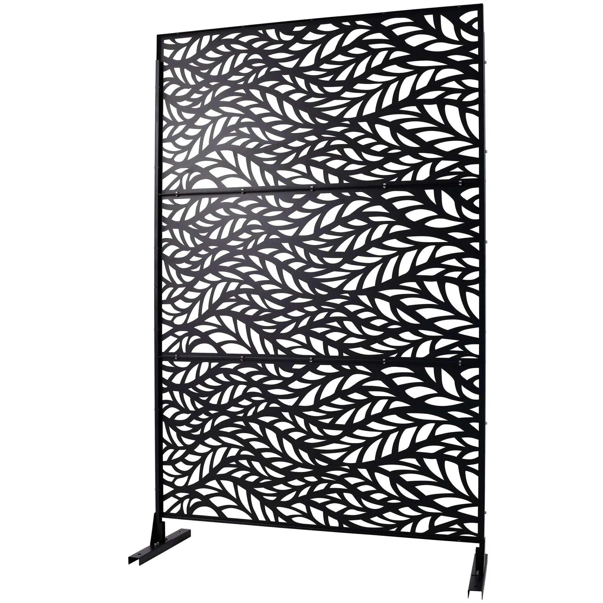 Outdoor & Indoor Privacy Screen Metal Privacy Screen, Freestanding Decorative Privacy Screen For Deck Balcony Patio - Black by HouseOfZazla