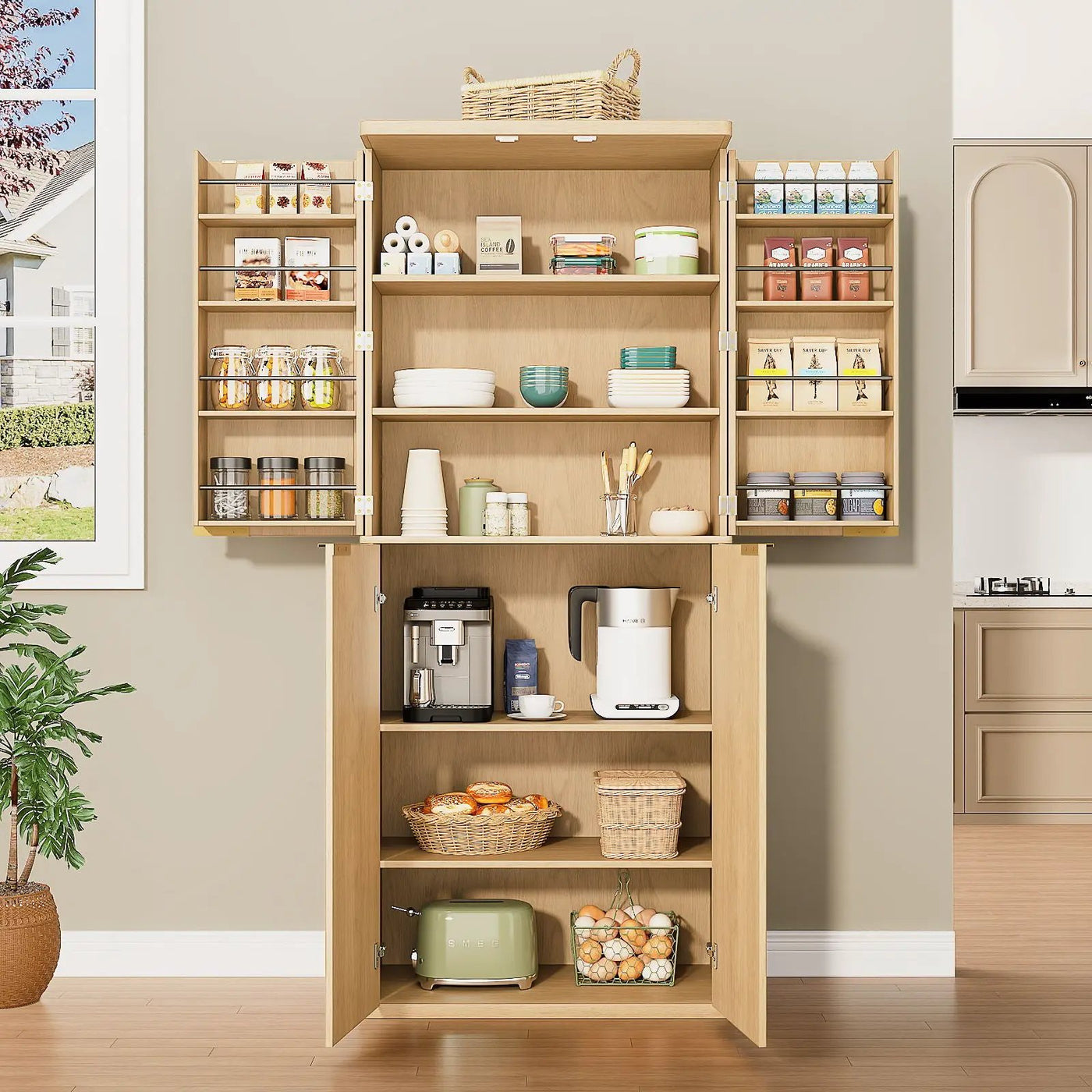 Kitchen Pantry Cabinet With 6 Doors by Unique Piece Furniture